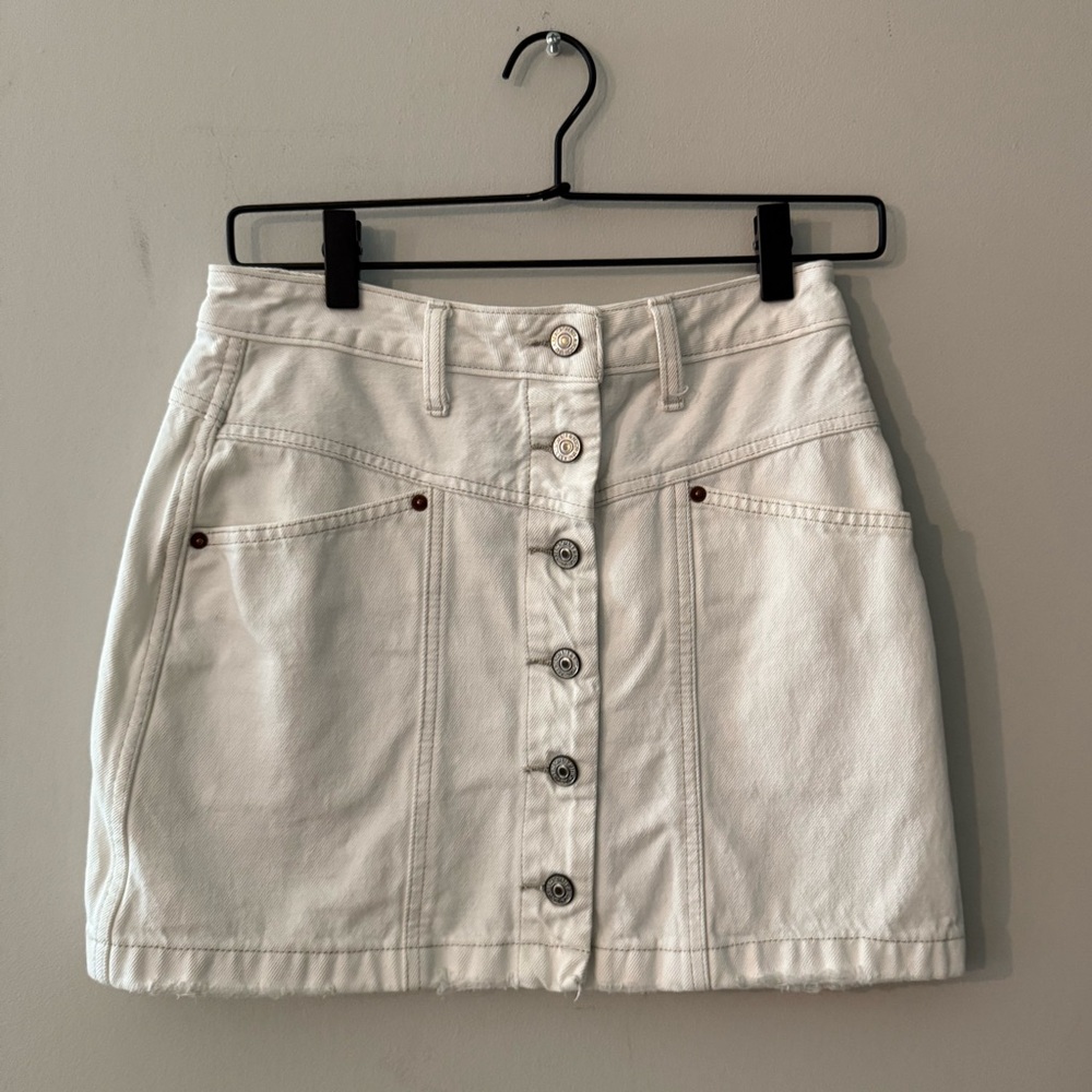 Abercrombie & Fitch White Denim Button Skirt - 100% cotton